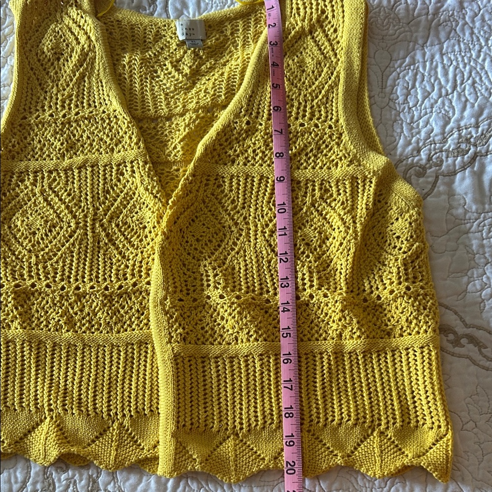 Two Target Knit Cardigan Vest Sunny Yellow and Cream - Picture 3 of 5